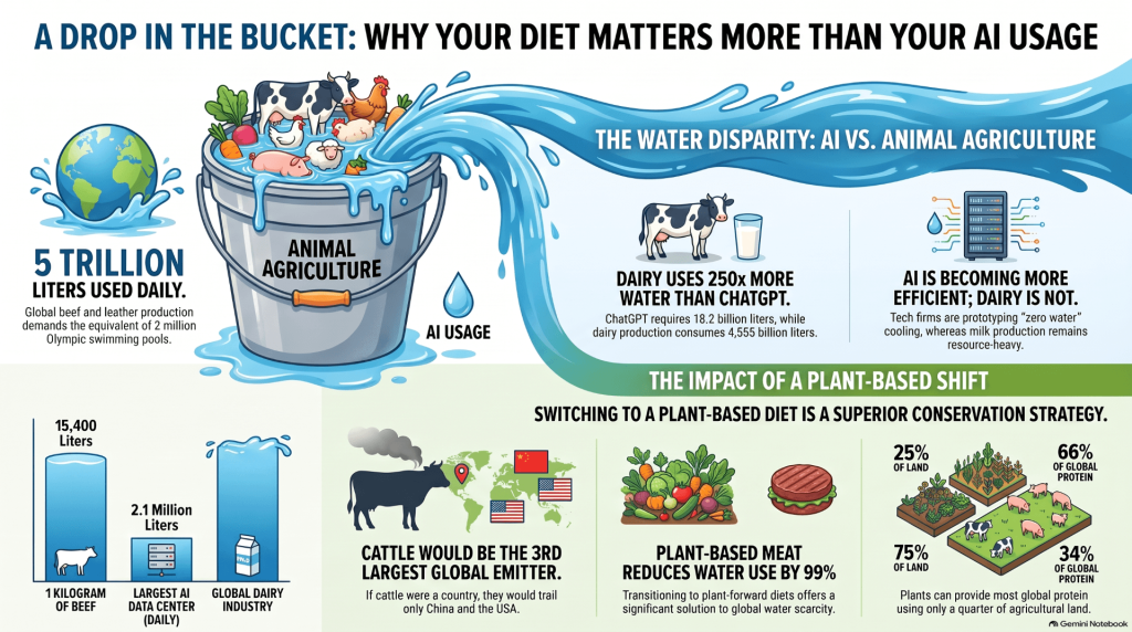 AI Vs Animal Agriculture on Water Impact and Land Usage